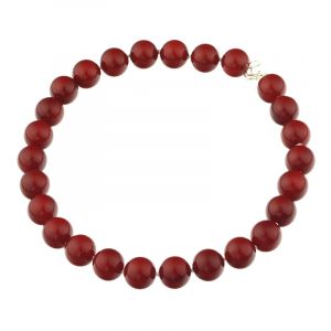 Colier clasic din perle de Mallorca rosii rotunde si argint