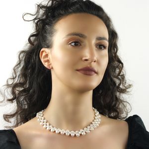 Colier din perle naturale buton si argint