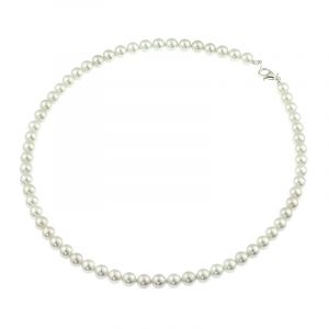 Colier clasic din perle Mallorca albe si argint