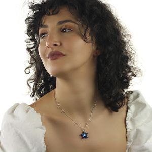 Colier steluta Swarovski Bermuda Blue si argint