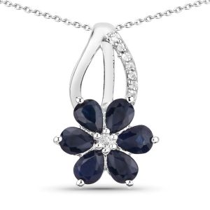 Colier floare din argint, safir si topaz