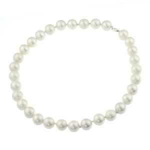 Colier clasic din perle de Mallorca albe 12 mm si argint