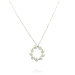 Colier cerc din perle de Mallorca albe si argint