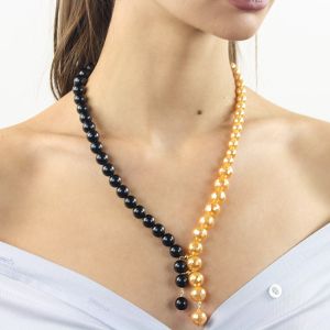 Colier din perle de Mallorca auriu-negru