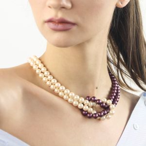 Colier elegant din perle de Mallorca in doua culori
