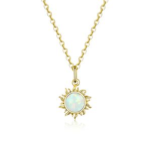 Colier Soare din argint si opal