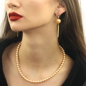 Colier clasic din perle Mallorca aurii si argint