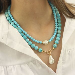 Set doua coliere din turcoaz si perle de Mallorca