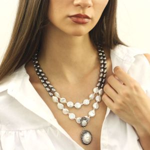 Colier din perle naturale ovale si perle Biwa