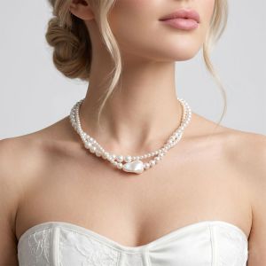 Colier elegant din perle de Mallorca albe si argint