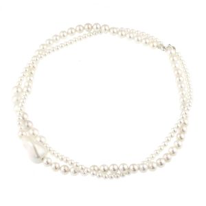 Colier elegant din perle de Mallorca albe si argint