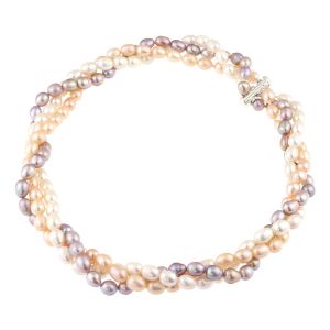 Colier versatil din perle naturale ovale multicolore