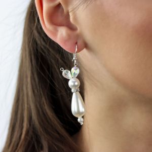 Cercei `Bunny` din perle de Mallorca, cristale si argint