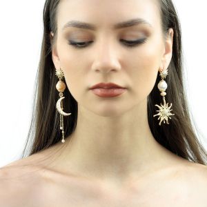 Cercei "Apollo & Artemis" din sidef natural si perle de Mallorca