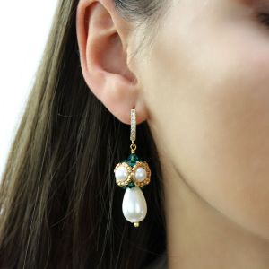 Cercei "Jasmine" din perle de Mallorca si cristale