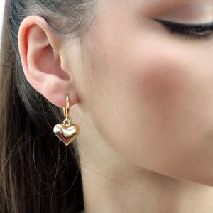 Cercei "Goldie hearts", placati cu aur 18k
