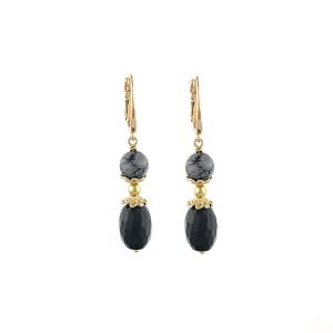 Cercei "Smokey Eye" din onix si obsidian