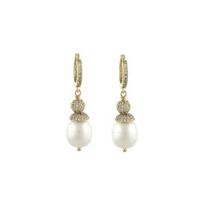 Cercei din perle naturale si rhinestone