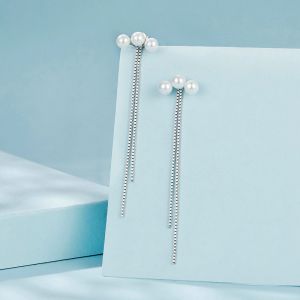 Cercei "Cotton clouds" din argint si perle