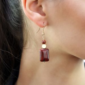 Cercei "Rustic Charm" din goldstone si jasp