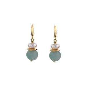 Cercei "Pastel Blue" din jad si perle de Mallorca