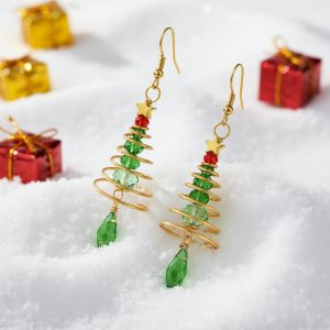 Cercei "Christmas Tree" din cristale