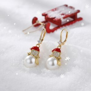 Cercei "Snowman" din cristale