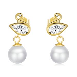 Cercei "Golden swan" din argint
