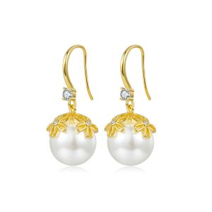 Cercei "Flowers and pearls" din argint