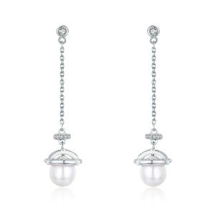 Cercei "Dangling pearl" din argint