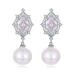 Cercei " Vintage pearl" placati cu argint