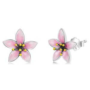 Cercei "Cherry flower" din argint