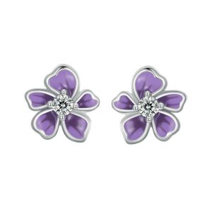 Cercei "Purple flower" din argint