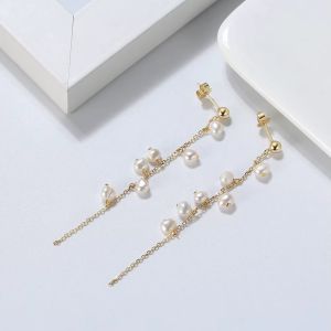 Cercei "Rain of pearls" din argint si perle