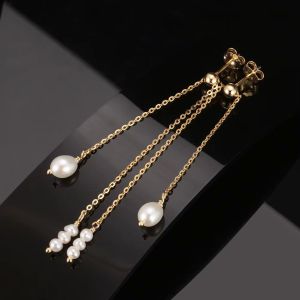Cercei "Drops of pearls" din argint si perle