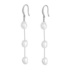 Cercei "Pearl drops" din argint si perle