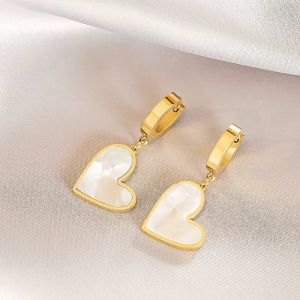 Cercei "White love" placati cu aur