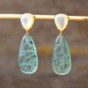 Cercei din fluorina si opal
