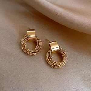 Cercei "Golden hoops" placati cu aur
