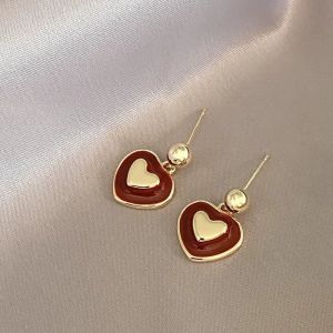 Cercei "Ruby" placati cu aur
