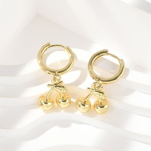 Cercei "Golden cherries" placati cu aur