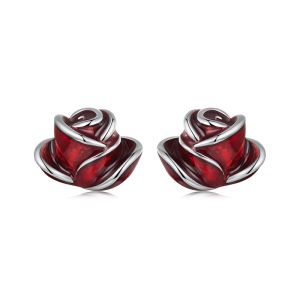 Cercei "Red Rose" din argint