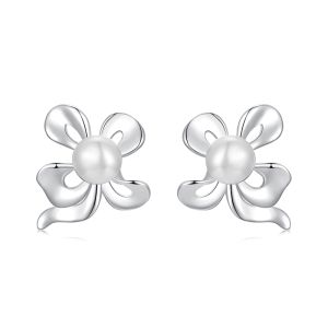 Cercei "Silver Bow" din argint si perle