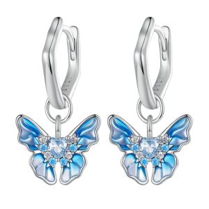 Cercei "Morpho" din argint si cristale