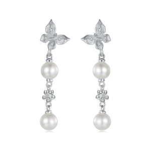 Cercei "Delicate drop" din argint si perle