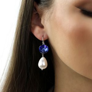 Cercei "Sapphire" din cristale si perle de Mallorca