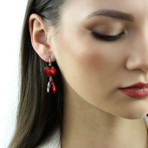 Cercei "Light Siam" din cristale Swarovski