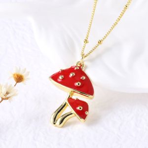 Colier 'Red Mushrooms'  placat cu aur 18k
