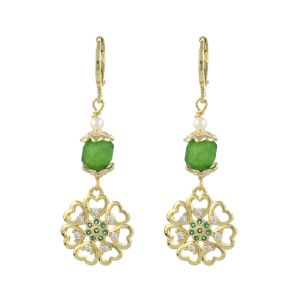 Cercei "Clover's Embrace " din peridot si cristale