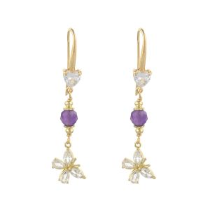 Cercei "Lavender butterfly" din ametist si cristale